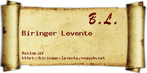 Biringer Levente névjegykártya